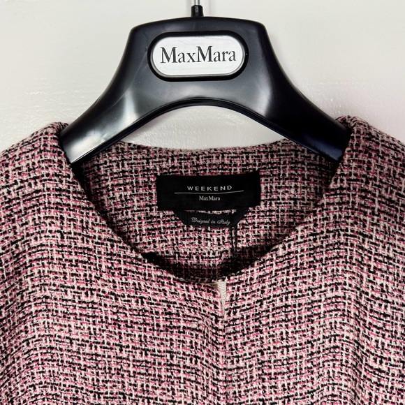 Weekend Max Mara Women’s PinkTweed Coat with Ribbon Accents Size 8 - Picture 5 of 8